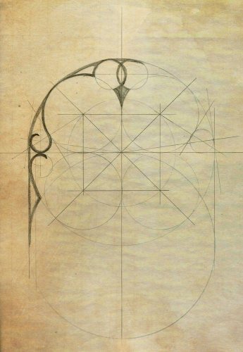 Geometrische Zeichnung fär das Ornament im Türrahmen